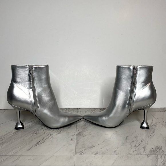 Open Edit Blythe Silver Pointy Toe Heeled Bootie 8 1/2 M - Picture 5 of 15